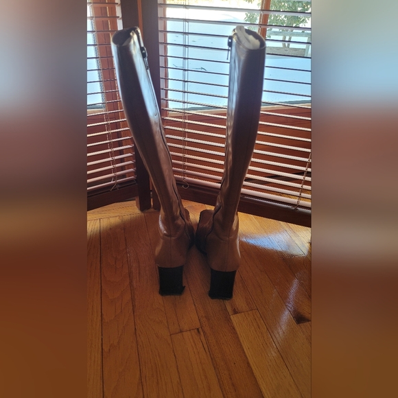 Vtg 90s Full-grain Leather Nine West Camel Boots Size 9 Carolyn Bessette - Picture 8 of 14